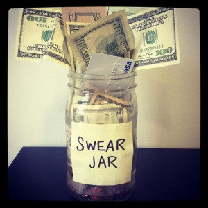 Barbara Morgan tweated a photo of a swear jar with the quote 'Not my ...