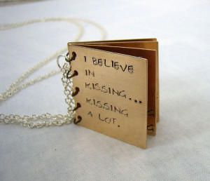 Handmade Little Brass Quote Book Pendant Necklace