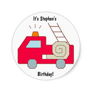 Fire Truck Birthday Sticker