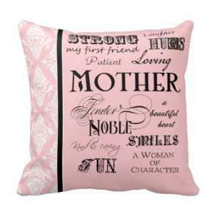 Modern Word Cloud Mother Text Sayings - Pink Black Throw Pillows