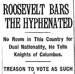 New York Times headline following Theodore Roosevelt's famous 1915 ...