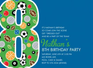 Sports Number Blue Birthday Invitations