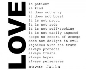 love, never fails, patient, quote, text, true