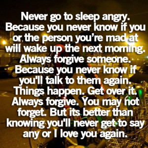 never go to sleep angry