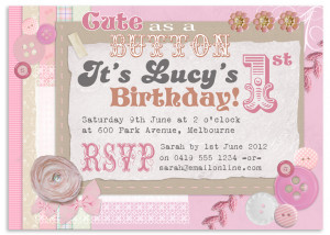 Cute as a button invitation printable – Sassaby