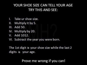 Your Shoe Size can tell your age - nice trick