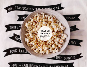 maple pepper popcorn: 1 tbsp coconut oil 1/4 cup popcorn kernels 1 tsp ...
