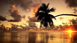 Hawaii Sunset Beach Good Morning Quote HD Wallpaper