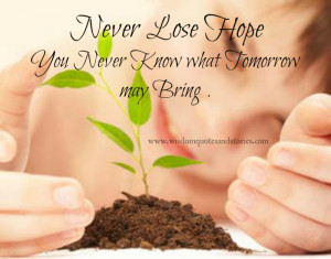 lose hope as you never know what tomorrow may bring - Wisdom Quotes ...