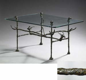Diego Giacometti (1902-1985) Table basse, modèle aux Cerfs et aux ...