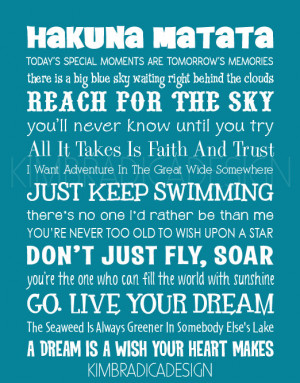 Disney Inspirational Movie Quotes Subway Art, 11x14 Digital Print