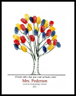 Teacher Appreciation Thumbprint & Fingerprint Guest Book / Tree