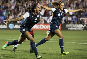 Sydney Leroux and Christen Press, after Leroux scored the only goal in ...