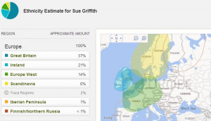 Figure 6 Ethnicity as shown by AncestryDNA updated October 2013
