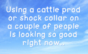 Using a cattle prod or shock collar on a couple of people is looking ...