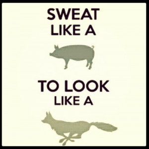 Sweat like a pig, look like a fox.