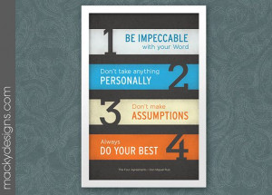 The Four Agreements - Inspirational Typographic Poster Print - 11x17 ...