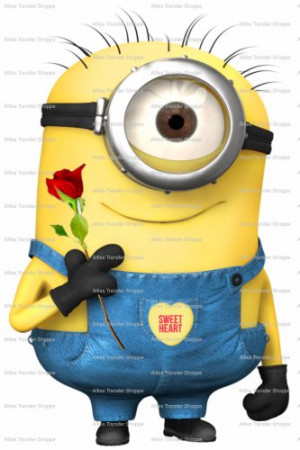 Valentine's Day Minion - Iron On Heat Transfer 6 x 9 Holiday Love ...