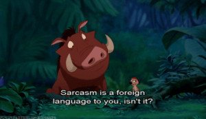Sarcasm Is a Foreign Language To Pumbaa In The Lion King Reaction Gif