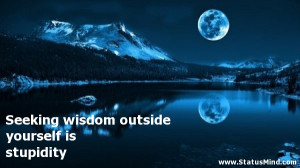 Seeking wisdom outside yourself is stupidity - Wise Quotes ...