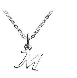 Silver Cursive Initial M children's jewelry Pendant Necklace(A104223)