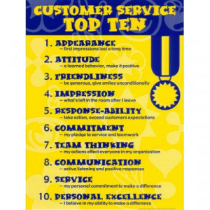 Customer Service Top Ten Motivational Laminated Poster - 18x24