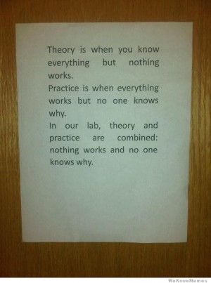 ... theory and practice are combined: nothing works and no one knows why