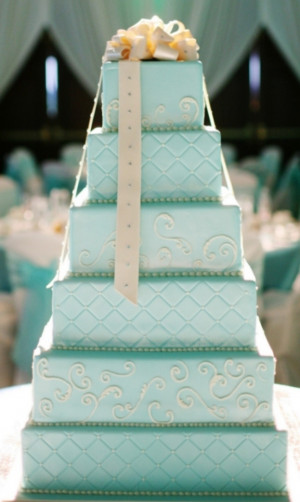 wedding-caketiffany-blue-square-wedding-cake-bow-tie-archives-weddings ...