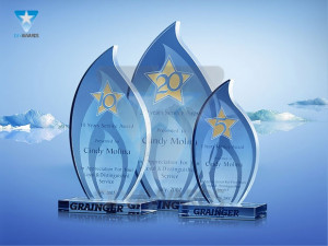 10/20 Years of Service Award - Crystal Flames - Start from $69.99
