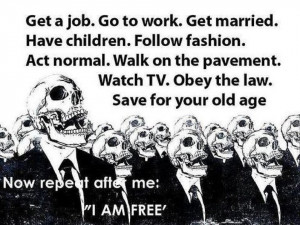 get a job go to work get married have children follow fashion act ...