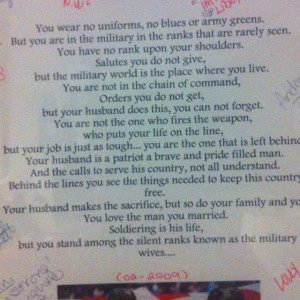 Military Wife Poem Given To Me
