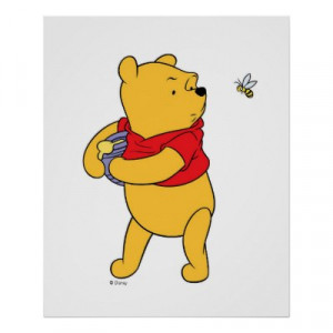 Winnie the Pooh Bear honey port guarding from bee posters by disney