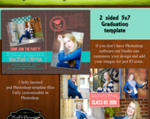 ... Celebration Coral Senior Graduation Announcement Templates/PSD files