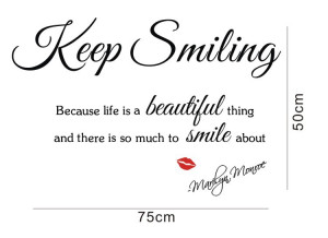 Sexy Lady MARILYN MONROE Saying Keep Smiling Quote Wall Sticker Decal ...