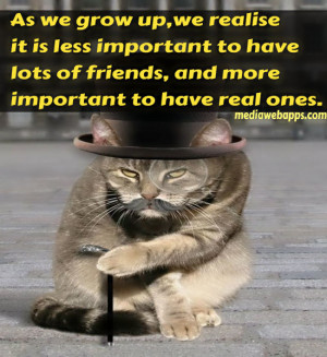 As we grow up, we realise it is less important to have lots of friends ...