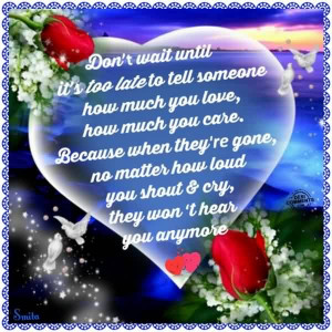 Love Care Quote Image for him or her-Don’t wait untill it’s too ...