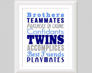 Twin Boy Nursery Art, Twin Brothers Print, Twin Nursery Decor, Twin ...