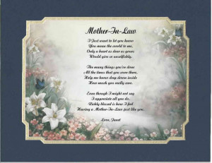 Personalized Poem For Mother In Law Christmas Birthday Gift
