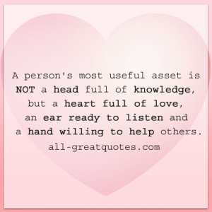 person’s most useful asset | Heart full of love quote card