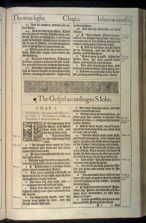 John Chapter 1 Original 1611 Bible Scan, courtesy of Rare Book and ...