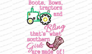 Boots Bows Tractors and Bling Applique Embroidery Design