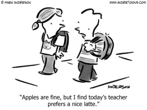 Teacher Cartoon 6233: Apples are fine, but I find today's teacher ...