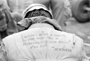 Marine pictured with prophetic inscription on flak jacket. HM3 ...