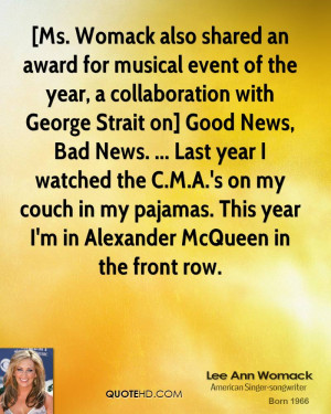 Ms. Womack also shared an award for musical event of the year, a ...