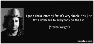 got a chain letter by fax. It's very simple. You just fax a dollar ...