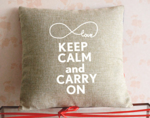 Keep calm and carry on pillow cover, burlap throw pillow, quote ...