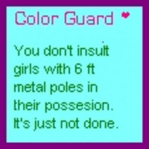 Color Guard You don't insult girls with 6 foot metal poles in their ...