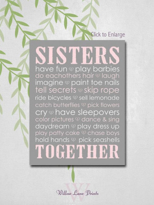 Nursery Art Print, Sisters Bedroom Art, Twin Sisters Nursery Decor ...