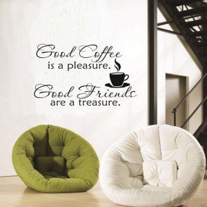 Good Coffee Good Friend Quote Removable Vinyl Decal Wall Stickers Art ...