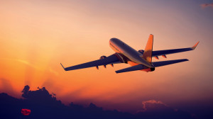 Airplane flight sunset Wallpaper in 1366x768